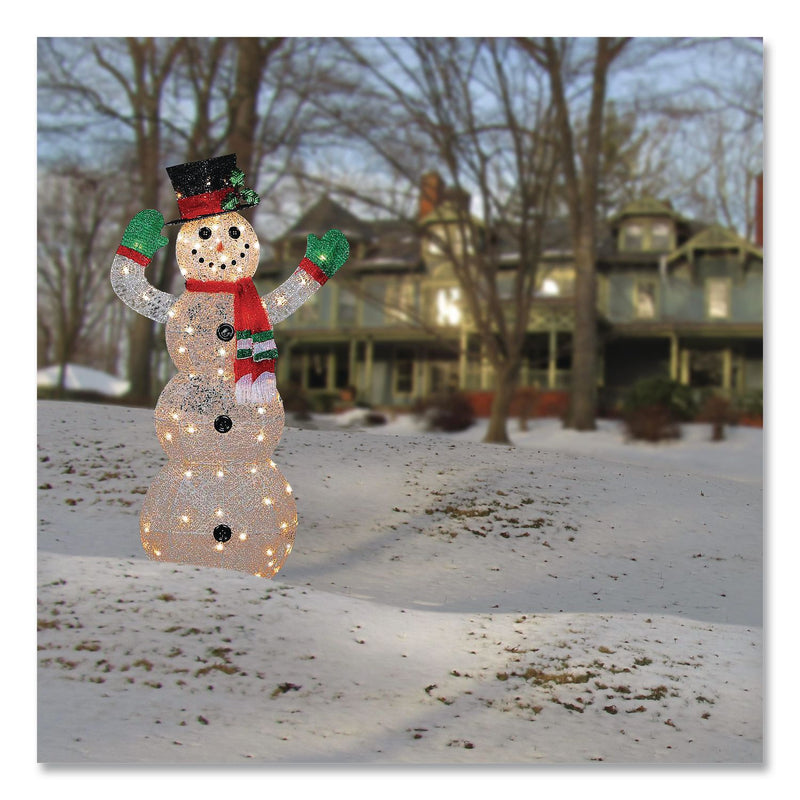 National Tree Company® Snowman Decoration, AC Powered, Cool White LED Lights, 13.5" x 27.5" x 48", White (NTTDF070114C) Each