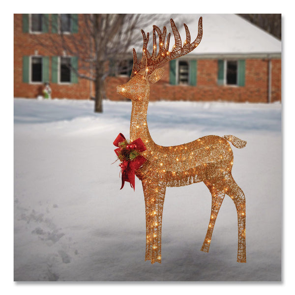National Tree Company® Pre-Lit Standing Reindeer, AC Powered, Warm White LED Lights, 20.5" x 27" x 48", Champagne (NTTDF105010U) Each