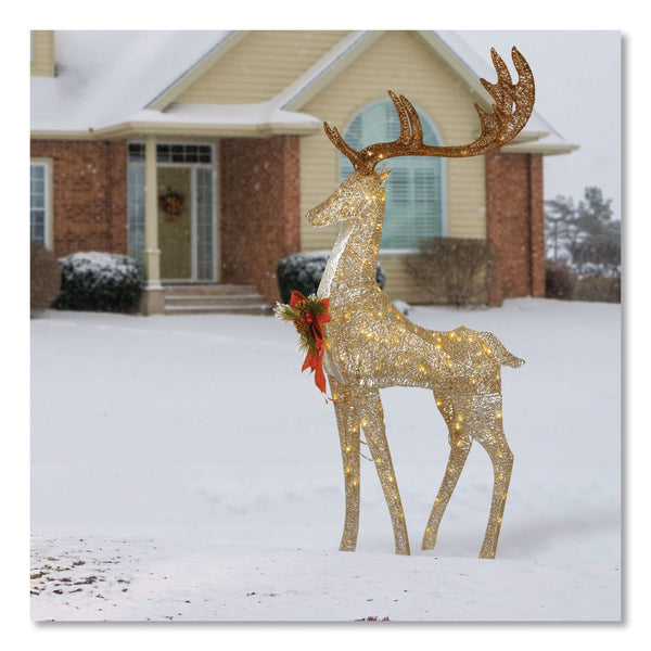 National Tree Company® Pre-Lit Crystal Champagne Standing Buck, AC Powered, Warm White LED Lights, 9" x 26" x 55", Assorted Colors (NTTDF120005U) Each
