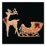 National Tree Company® Champagne Reindeer Pulling Sleigh, AC Power, Warm White LED Lights, 13.5" x 24" x 48" Reindeer, 13.5" x 38.5" x 24" Sleigh (NTTDF140009U) Each