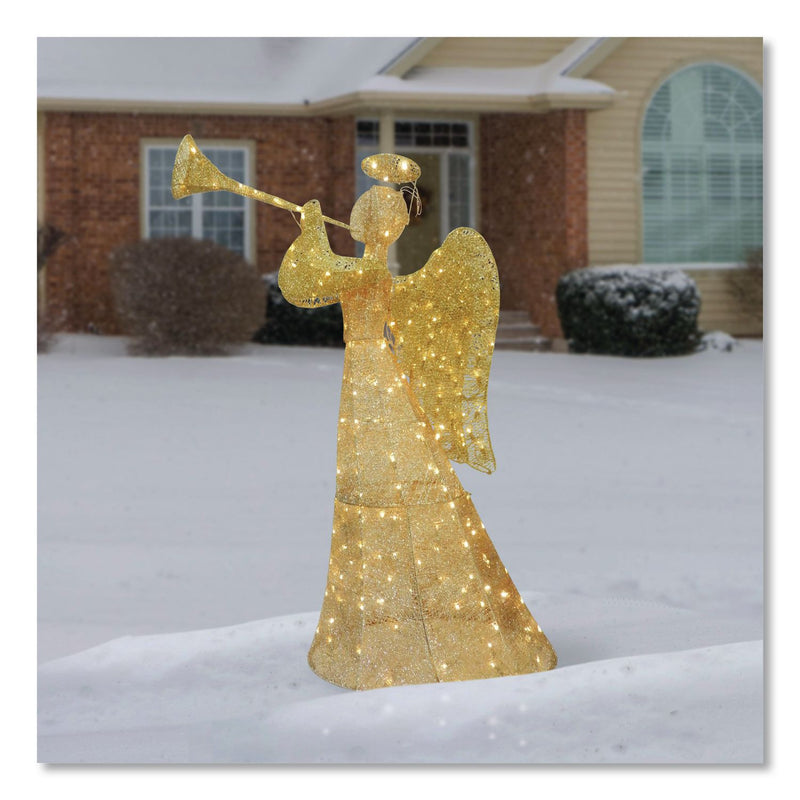 National Tree Company® Champagne Angel Decoration, AC Powered, Warm White LED Lights, 18" x 33" x 60", Champagne (NTTDF210004C) Each
