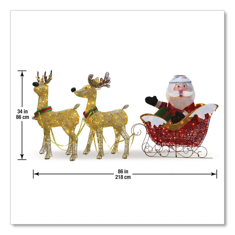 National Tree Company® Santa and Reindeer, AC Powered, Warm White LED Lights, 11.25" x 30.75" x 33.5", Champagne (NTTDF245001C) Each