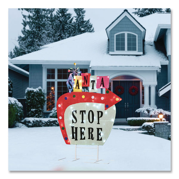 National Tree Company® Pre-Lit Vintage Vegas Santa Sign, AC Powered, Cool White/Red/Warm White LED Lights, 12" x 36" x 50.5", Red (NTTDF21078001C) Each
