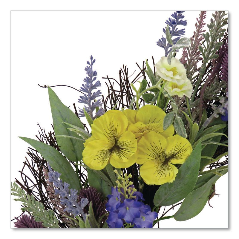 National Tree Company® Pansy and Lavender Wreath, 22" Diameter x 4.5" h, Yellow (NTTDL8765F22224) Each