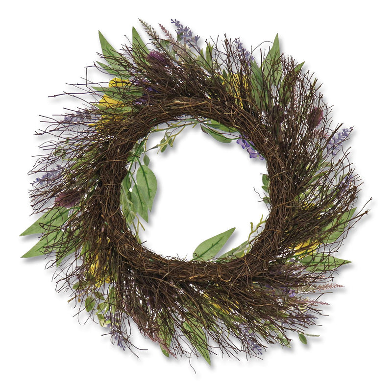 National Tree Company® Pansy and Lavender Wreath, 22" Diameter x 4.5" h, Yellow (NTTDL8765F22224) Each