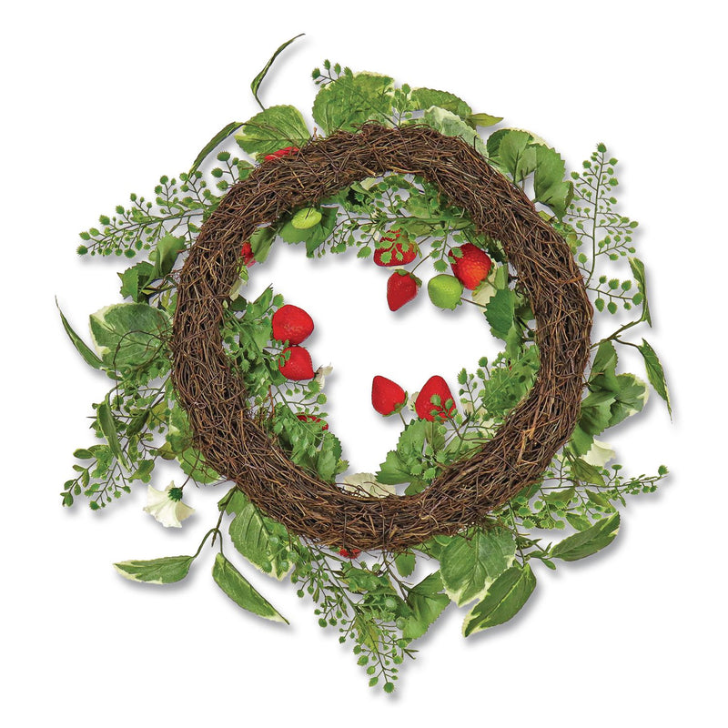 National Tree Company® Petunia and Strawberry Wreath, 22" Diameter x 5"h, White (NTTDS69S21G9324) Each
