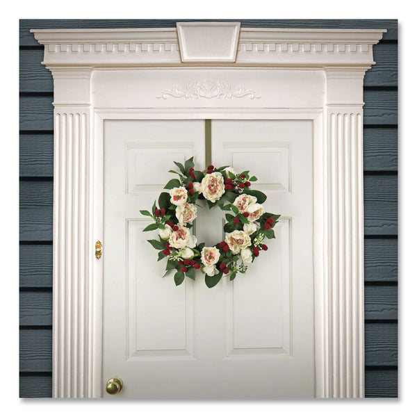 National Tree Company® Peony and Raspberry Wreath, 22" Diameter x 5"h, Beige (NTTDS69S21G9435) Each