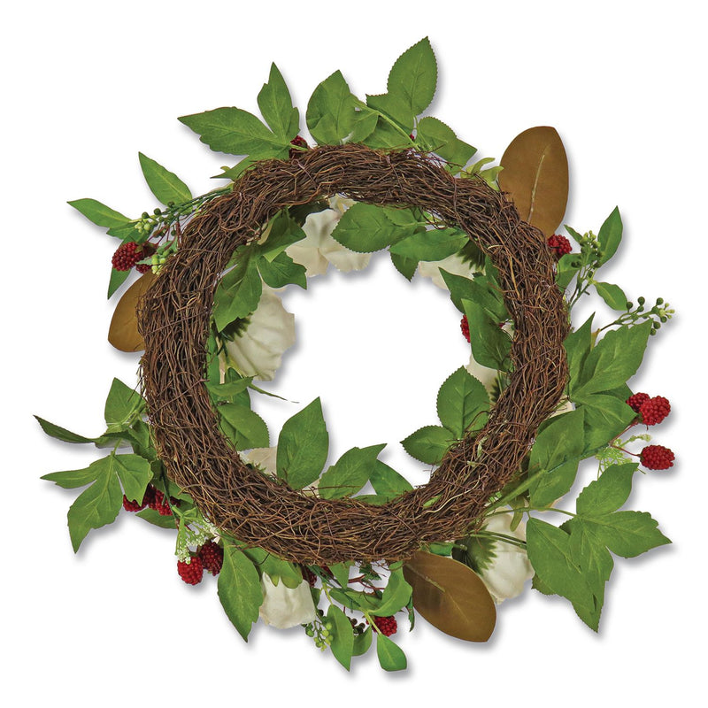 National Tree Company® Peony and Raspberry Wreath, 22" Diameter x 5"h, Beige (NTTDS69S21G9435) Each
