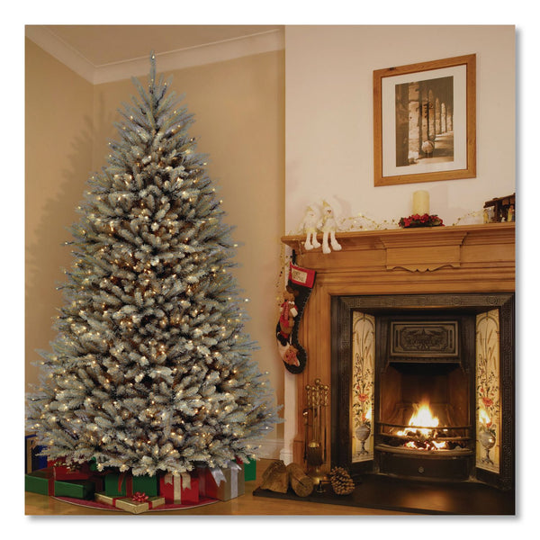 National Tree Company® Pre-Lit Dunhill Fir Blue Spruce Tree, 59" x 59" x 90", Blue Tree, Green Tree Stand (NTTDUBH75LO) Each