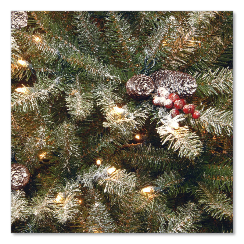 National Tree Company® Pre-Lit Dunhill Fir Snowy Tree, 59" x 59" x 90", Green Tree, Green Tree Stand (NTTDUF30075) Each