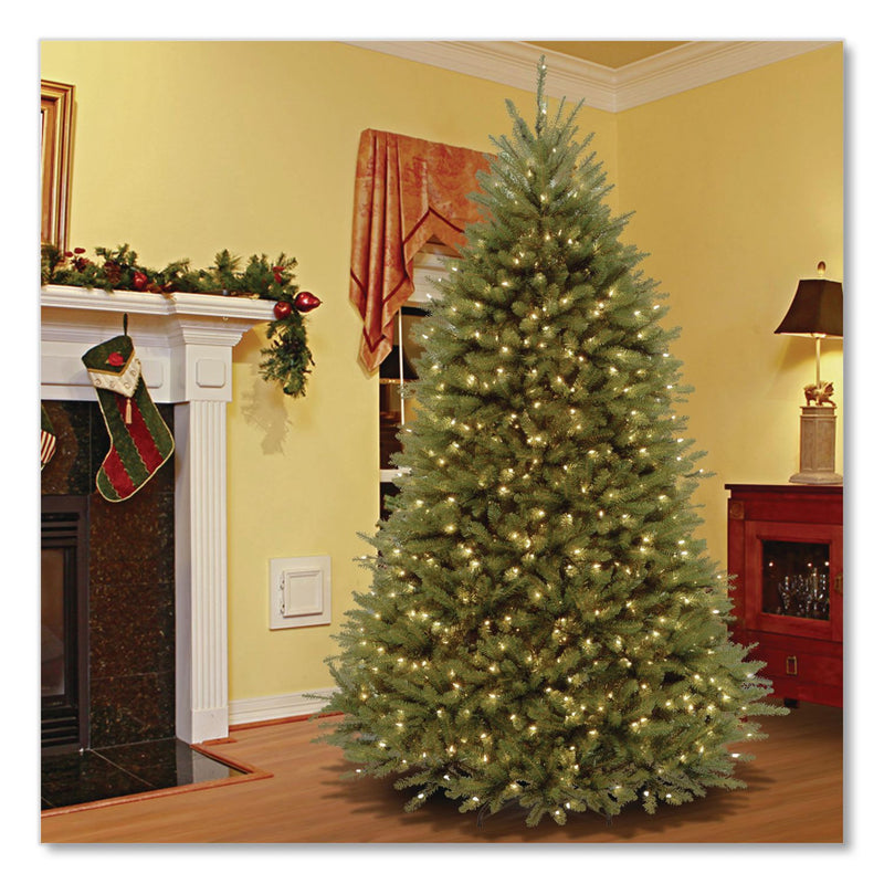 National Tree Company® Pre-Lit Dunhill Fir Tree with PowerConnect, Dual Color Lights, 52" x 52" x 84", Green Tree, Green Tree Stand (NTTDUH3D3070) Each