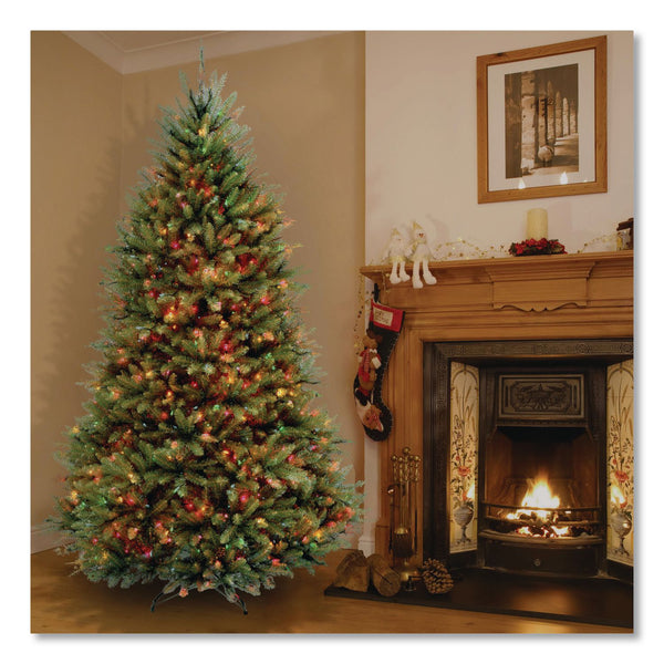National Tree Company® Pre-Lit Dunhill Fir Tree, 59" x 59" x 90", Green Tree, Green Tree Stand (NTTDUH75RLO) Each