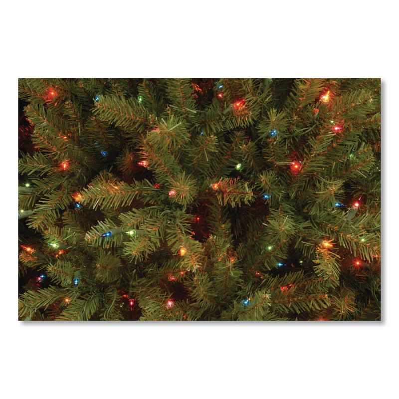 National Tree Company® Pre-Lit Dunhill Fir Tree, 59" x 59" x 90", Green Tree, Green Tree Stand (NTTDUH75RLO) Each