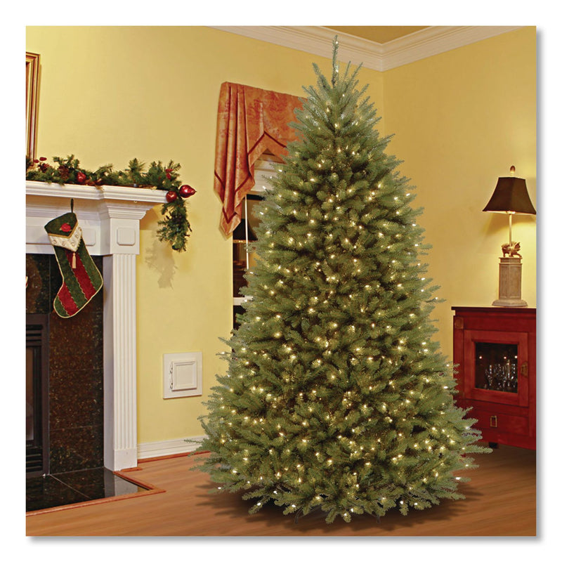 National Tree Company® Pre-Lit Dunhill Fir Tree, 66" x 66" x 108", 900 Clear Lights, Green Tree, Green Tree Stand (NTTDUH90LO) Each