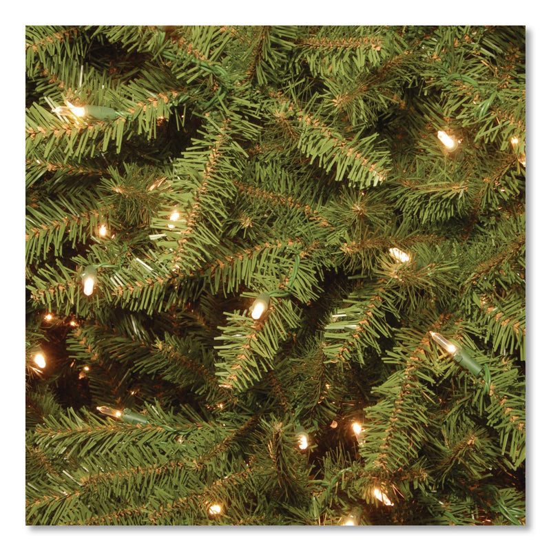 National Tree Company® Pre-Lit Dunhill Fir Tree with PowerConnect, Clear Lights, 52" x 52" x 84", Green Tree, Green Tree Stand (NTTDUH3300P70) Each