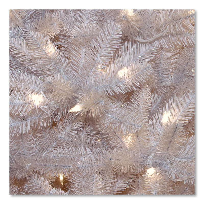 National Tree Company® Pre-Lit Dunhill Fir White Tree, 55" x 53" x 78", White Tree, White Tree Stand (NTTDUWH65LO) Each