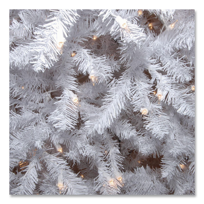 National Tree Company® Pre-Lit Dunhill Fir White Tree, 55" x 53" x 78", White Tree, White Tree Stand (NTTDUWH65LO) Each