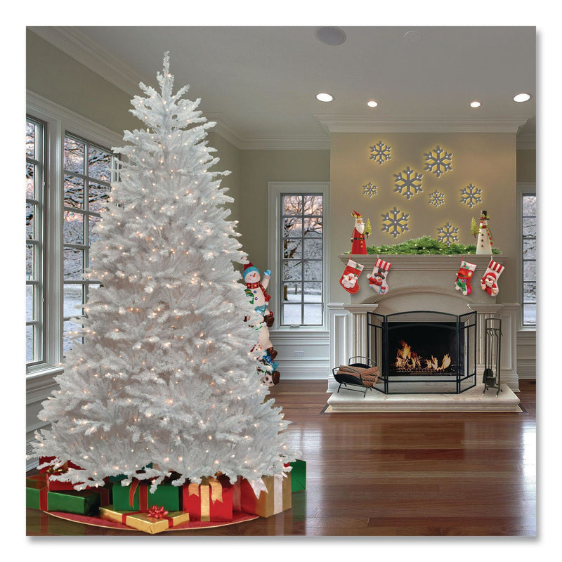 National Tree Company® Pre-Lit Dunhill Fir White Tree, 59" x 55" x 84", White Tree, White Tree Stand (NTTDUWH70LO) Each