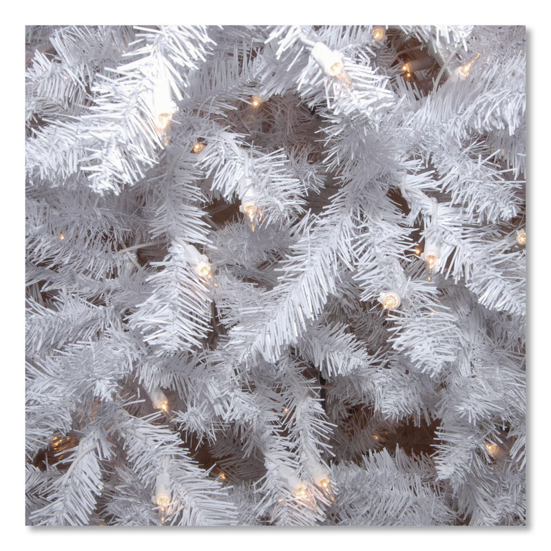 National Tree Company® Pre-Lit Dunhill Fir White Tree, 59" x 55" x 84", White Tree, White Tree Stand (NTTDUWH70LO) Each