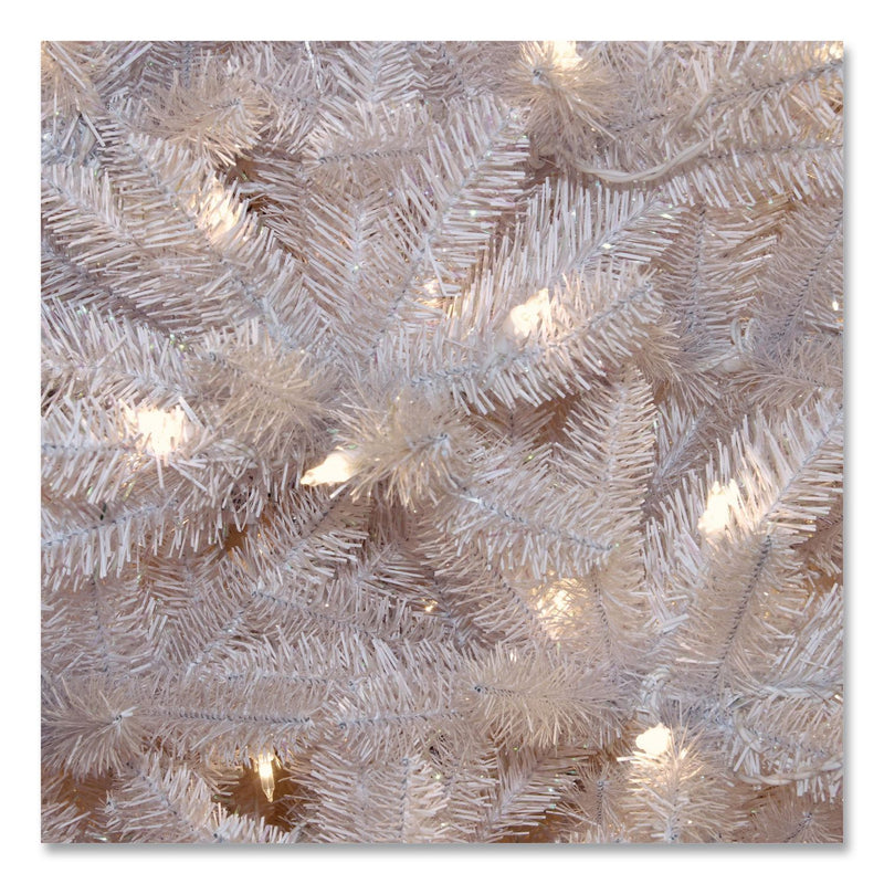 National Tree Company® Pre-Lit Dunhill Fir White Tree, 59" x 59" x 90", White Tree, White Tree Stand (NTTDUWH75LO) Each