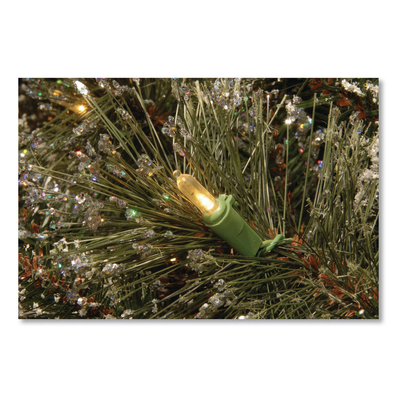 National Tree Company® Pre-Lit Glittery Bristle Pine Garland, AC Powered, Clear Incandescent Lights, 108" Long, Green (NTTGB33009A1) Each