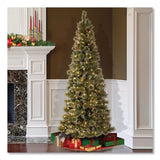 National Tree Company® Pre-Lit Glittery Bristle Slim Tree, 42" x 42" x 90", Green Tree, Green Tree Stand (NTTGB331975) Each