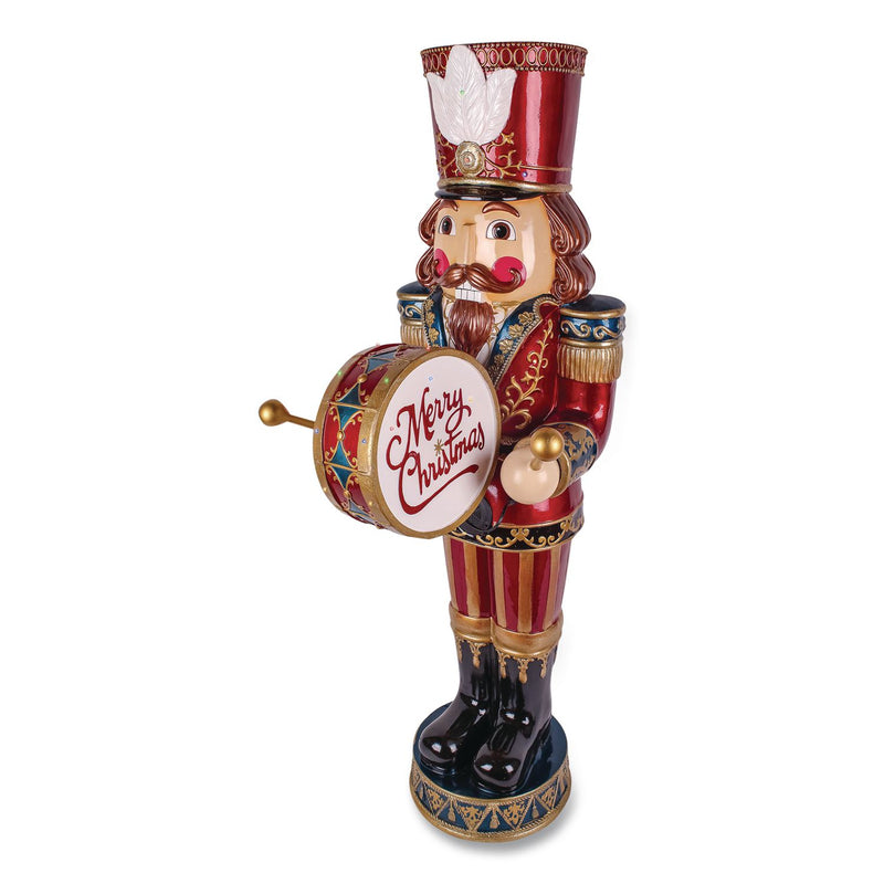 National Tree Company® Animated Nutcracker, AC Powered, Blue/Green/Red/Yellow LED Lights, 22.25" x 18" x 58.5", Red (NTTBG20587A) Each