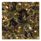 National Tree Company® Pre-Lit Glittery Bristle Slim Tree, 42" x 42" x 90", Green Tree, Green Tree Stand (NTTGB331975) Each