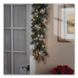 National Tree Company® Pre-Lit Glittery Pine Pomegranate Garland, AC Powered, Clear Incandescent Lights, 108" Long, Green (NTTGTP13029B1) Each