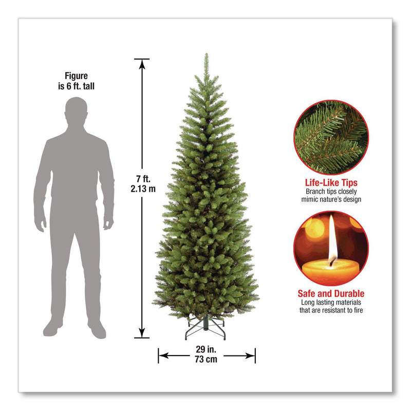 National Tree Company® Kingswood Fir Pencil Tree, 29" x 29" x 84", Green Tree, Green Tree Stand (NTTKW750070) Each