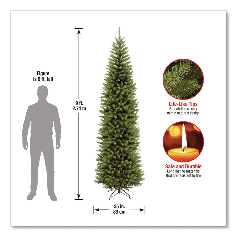 National Tree Company® Kingswood Fir Pencil Tree, 35" x 35" x 108", Green Tree, Green Tree Stand (NTTKW750090) Each