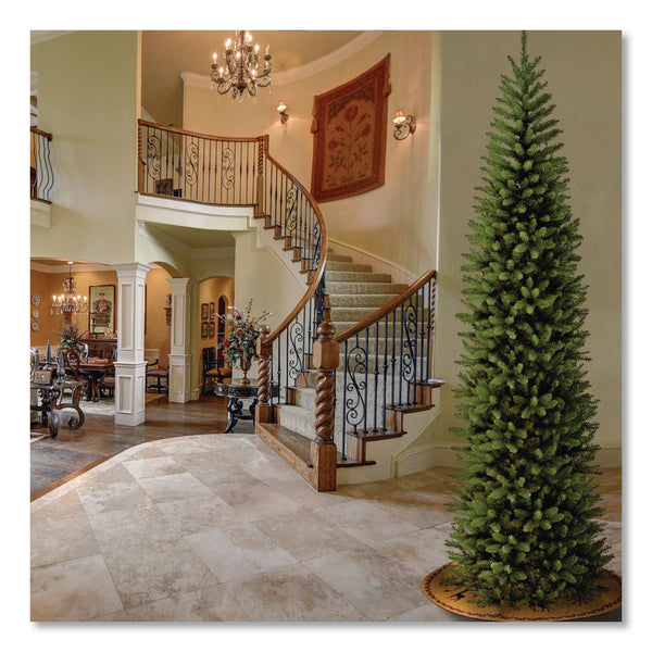 National Tree Company® Kingswood Fir Pencil Tree, 46" x 46" x 144", Green Tree, Green Tree Stand (NTTKW7500120) Each