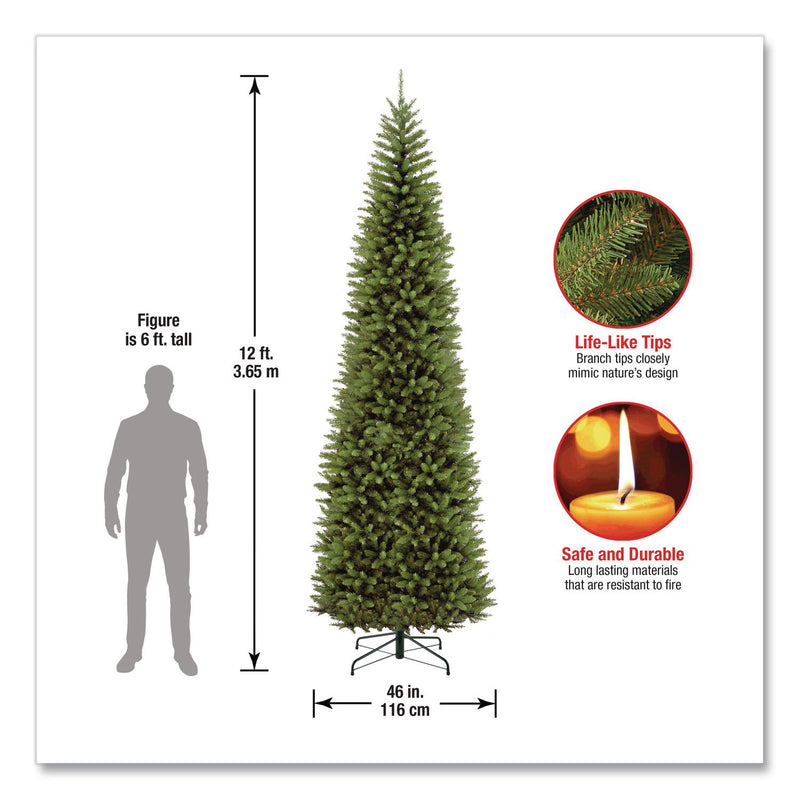 National Tree Company® Kingswood Fir Pencil Tree, 46" x 46" x 144", Green Tree, Green Tree Stand (NTTKW7500120) Each