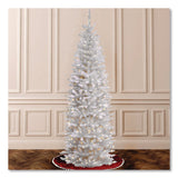 National Tree Company® Pre-Lit Kingswood Fir Pencil Tree, 28" x 28" x 78", White Tree, White Tree Stand (NTTKWW730065) Each