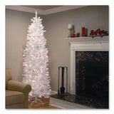 National Tree Company® Pre-Lit Kingswood Fir Pencil Slim Tree, 35" x 35" x 108", White Tree, White Tree Stand (NTTKWW730090) Each