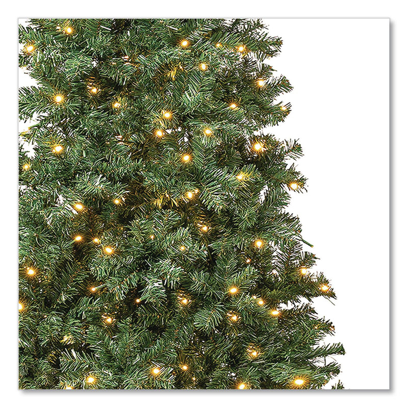 National Tree Company® Pre-Lit Linden Spruce Slim Tree, 31" x 31" x 90", Green Tree, Green Tree Stand (NTTLIN8304L75) Each