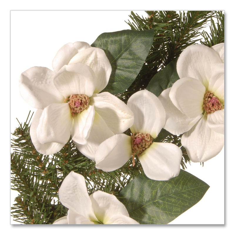National Tree Company® North Valley Spruce Magnolia Wreath, 24" Diameter x 3.5"h, White (NTTNRV71324W) Each