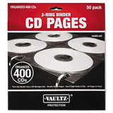 Vaultz® Two-Sided CD Refill Pages for Three-Ring Binder, 8 Disc Capacity, Clear/Black, 50/Pack (IDEVZ01415)