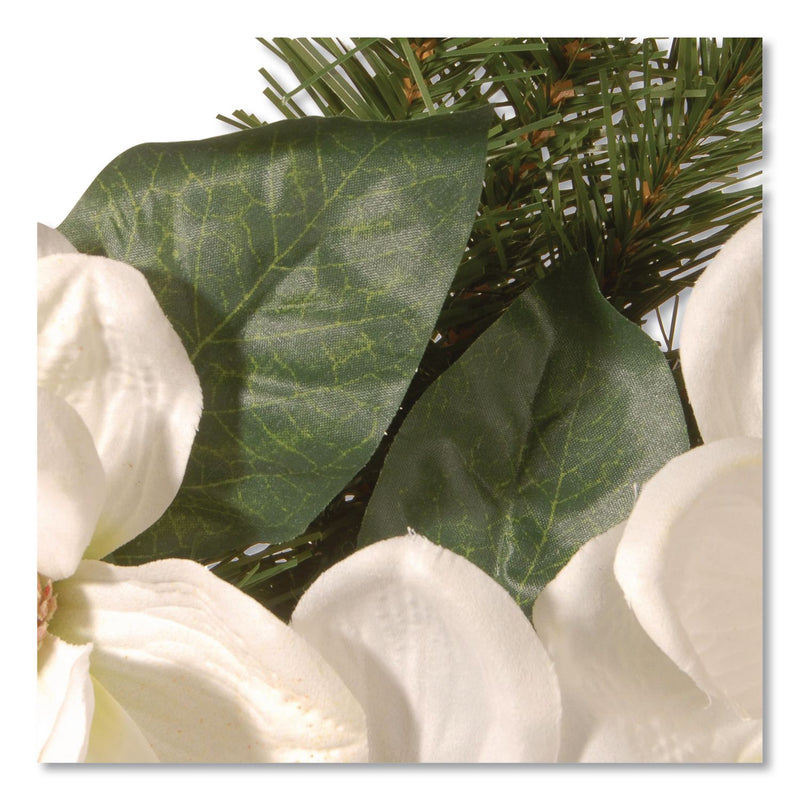 National Tree Company® North Valley Spruce Magnolia Wreath, 24" Diameter x 3.5"h, White (NTTNRV71324W) Each