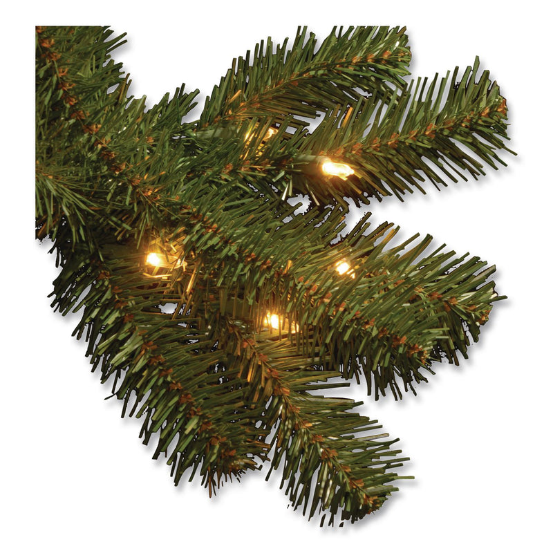 National Tree Company® Pre-Lit North Valley Spruce Tree, Clear Lights, 42" x 42" x 78", Green Tree, Green Tree Stand (NTTNRV730065) Each