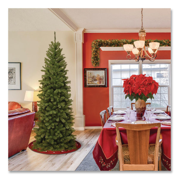 National Tree Company® North Valley Spruce Pencil Slim Tree, 32" x 32" x 90", Green Tree, Green Tree Stand (NTTNRV750575) Each