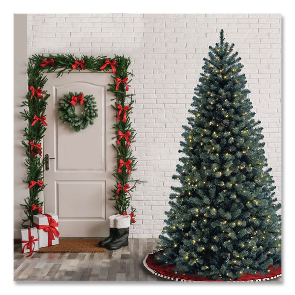National Tree Company® Pre-Lit North Valley Spruce Blue Tree, 42" x 42" x 78", Blue Tree, Green Tree Stand (NTTNRVB730665) Each