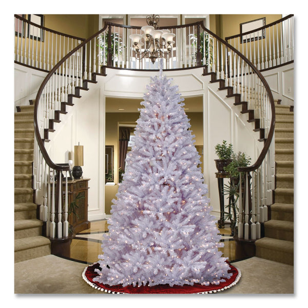 National Tree Company® Pre-Lit North Valley Spruce White Tree, 65" x 65" x 108", White Tree, White Tree Stand (NTTNRVW730290) Each