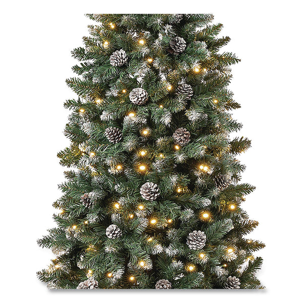 National Tree Company® Pre-Lit Oakley Hills Slim Tree, 31" x 31" x 90", Green Tree, Green Tree Stand (NTTOAK8304L75) Each
