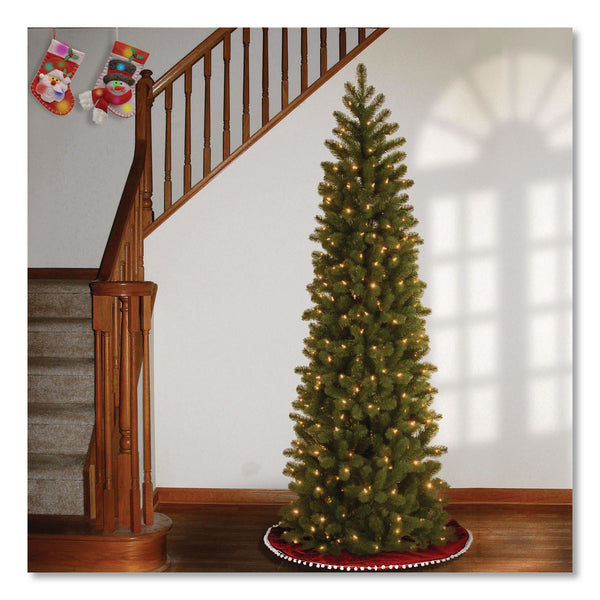 National Tree Company® Pre-Lit Downswept Douglas Fir Pencil Slim Tree, 30" x 30" x 78", Green Tree, Green Tree Stand (NTTPEDD439265) Each
