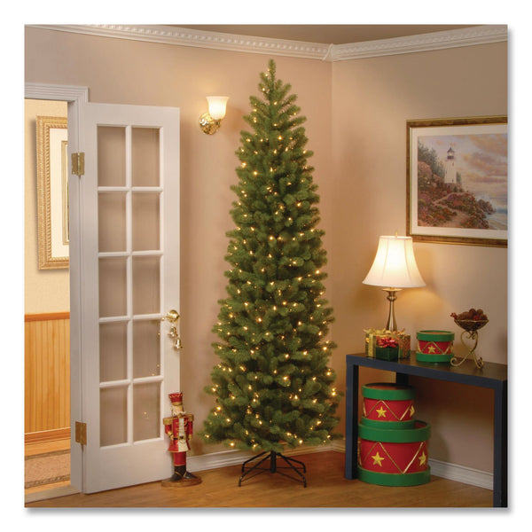 National Tree Company® Pre-Lit Downswept Douglas Fir Pencil Slim Tree, 35" x 35" x 108", Green Tree, Green Tree Stand (NTTPEDD439290) Each