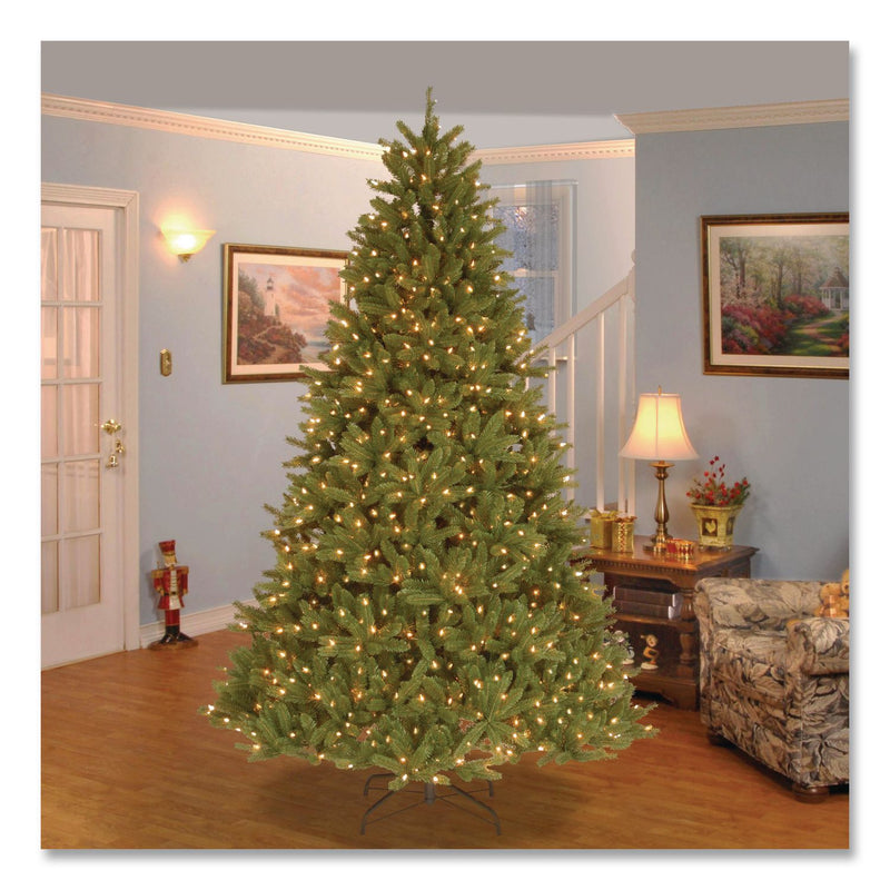 National Tree Company® Pre-Lit Grande Fir Medium Tree, 50" x 50" x 90", Green Tree, Green Tree Stand (NTTPEGF430775) Each