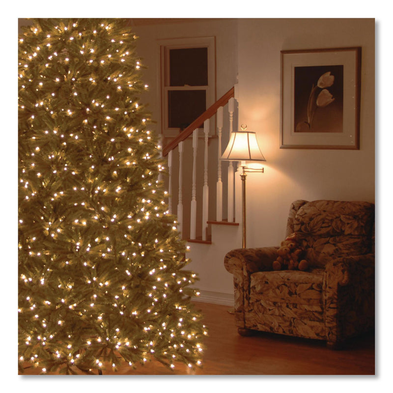 National Tree Company® Pre-Lit Jersey Fraser Fir Medium Tree, 56" x 56" x 90", Green Tree, Green Tree Stand (NTTPEJF130275) Each