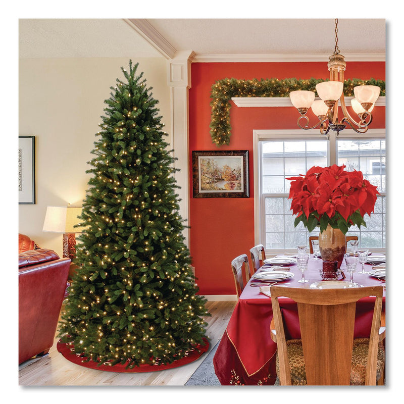 National Tree Company® Pre-Lit Jersey Fraser Fir Slim Tree, 51" x 51" x 90", Green Tree, Green Tree Stand (NTTPEJF130475) Each
