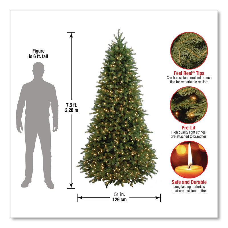 National Tree Company® Pre-Lit Jersey Fraser Fir Slim Tree, 51" x 51" x 90", Green Tree, Green Tree Stand (NTTPEJF130475) Each